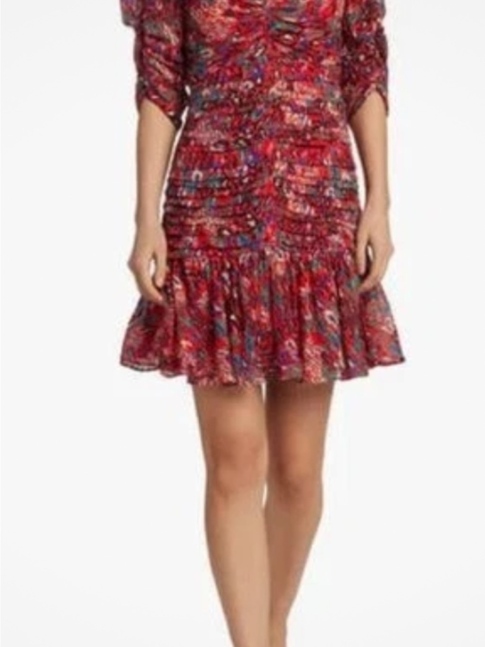 Tanya Taylor Red Multicolor Floral Mini Dress